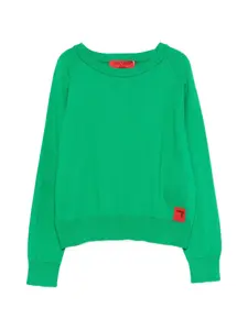 Вязанный свитер с круглым вырезом Max&Co. Kids, зеленый