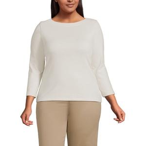 Морская водолазка с лодочкой для полных Lands' End, цвет oyster