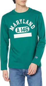 Мужская футболка с длинным рукавом Champion C3-V409, 100% хлопок, с графическим принтом в университетском стиле, базовая модель, зеленый