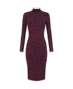 Двухцветное жаккардовое трикотажное платье Elisabetta Franchi, фиолетовый