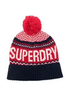 Шапка бини с помпоном Superdry, красный