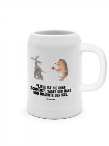 Пивная кружка с кроликом и ежиком и надписью на белом фоне Mr. & Mrs. Panda