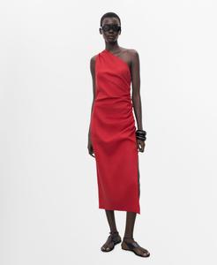 Женское платье из лиоцелла с асимметричным вырезом MANGO, Red