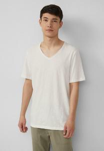 Футболка s.Oliver LUFTIGES MIT V-AUSSCHNITT UND FLAMMGARNSTRUKTUR, Weiß/White