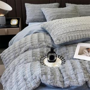 YUSIWOAL Комплект постельного белья плюшевый мохнатый ультрамягкий бархатный Blue