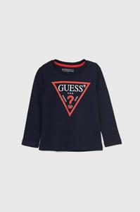 Хлопковая рубашка Guess с длинными рукавами для мальчиков и девочек, темно-синий