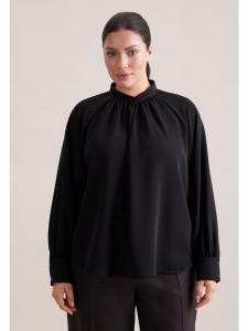 Блузка с воротником-стойкой, свободного кроя, черного цвета Seidensticker