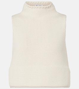 Короткий топ из хлопковой смеси Alaïa, Blanc Naturel