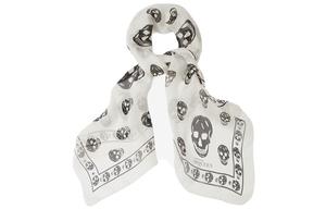 Шелковый шарф унисекс белый Alexander McQueen