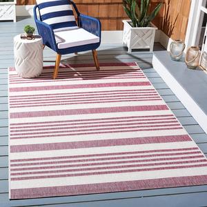 Ковер SAFAVIEH, 275 x 366 см,  Washable Rug Outdoor Courtyard Collection, Ivory & Red, Non-Shedding & Easy Cleaning, для патио, заднего двора, прихожей (CY8062-55912)