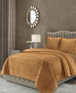 Комплект постельного белья Florence Velvet Solid Oversized Quilt Set, Twin Tribeca Living, цвет medium beige