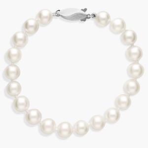 Классический браслет из искусственного жемчуга Акойя длиной 7 дюймов из 18-каратного белого золота (7,0-7,5 мм) Blue Nile