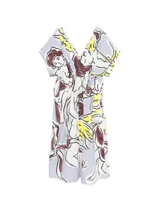 Платье миди с графическим принтом и V-образным вырезом Tory Burch, белый