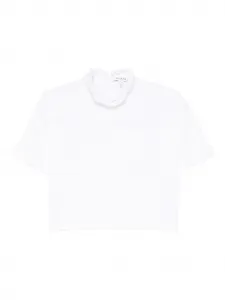 Укороченная футболка с оборчатым воротником Alaïa, белый