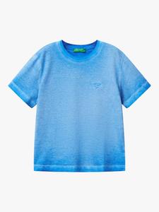 Детская хлопковая футболка с эффектом потертости Benetton, Bluette