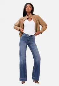 Джинсы укороченного кроя с высокой талией и расклешенной юбкой Lipsy, Mid Wash Blue