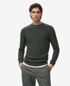 Мужской вязаный свитер в рубчик MANGO, Dark Green