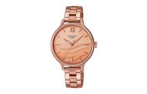 CASIO Часы Women's SHEEN Gold Watch, Gradient Pink Watch Dial