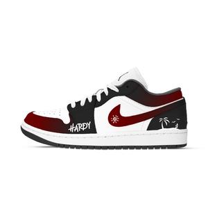 Jordan Air 1 Wave Laughter устойчивые к истиранию низкие баскетбольные кроссовки Unisex Black Red White