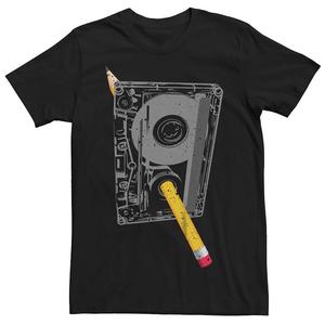 Мужская футболка с графикой и перемоткой кассетного карандаша Licensed Character, черный