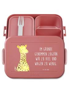 Mr. & Mrs. Panda Ланчбокс с изображением довольного жирафа и надписью пастельно-красного цвета