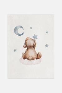 Плакат "медведь собирает звезды" Postery, 30x40 см, коричневый