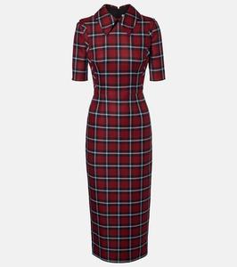 Валлетта платье миди из смесовой шерсти Emilia Wickstead, Red/Blue Tartan