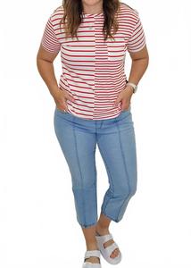 Укороченные джинсы с защипами и клешем цвета светло-индиго Multiples, индиго