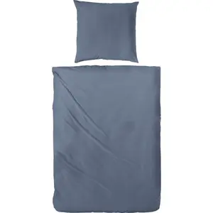 Постельное белье Primera» сатин Uni люкс в размере. 135x200, 155x220 или 200x200 см", постельное белье из хлопка, однотонное постельное белье на молнии, цвет Denim