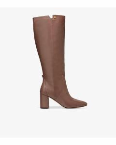 Женские кожаные сапоги Chrystie на высоком блочном каблуке коричневого цвета Cole Haan, коричневый