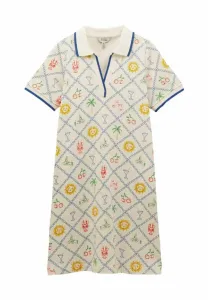 Платье-Джерси evie с коротким рукавом и воротником стандартного кроя Joules, Cream Multi