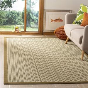 Ковер SAFAVIEH, 153 x 244 см, Natural Fiber Collection - Multi & Green, дизайн Border Stripe Sisal, простой уход, идеален для помещений с высокой проходимостью в гостиной, спальне (NF132A)