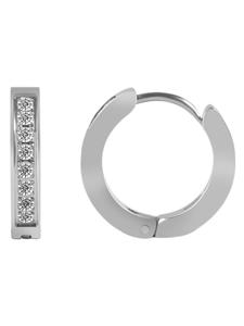 Adeliás Женские серьги - серьги-кольца на шарнирах из нержавеющей стали со стразами серебристого цвета