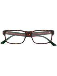 Очки в прямоугольной оправе с отделкой Web Gucci Eyewear, коричневый