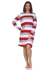 Ночная рубашка с длинными рукавами и полосками красного цвета NORMANN