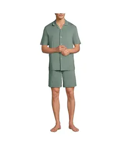 Мужской комплект пижамы с коротким рукавом и охлаждающим эффектом Lands' End, зеленый