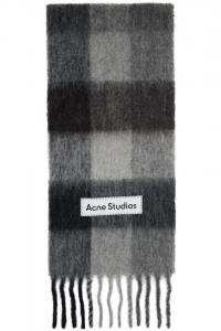 Acne Studios Серый клетчатый шарф из мохера