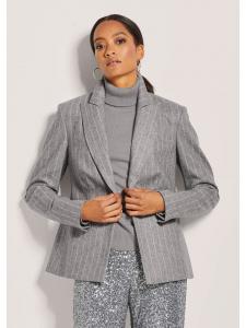 MADELEINE Модный блейзер в тонкую полоску серебристо-серого/бежевого цвета