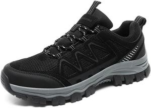 Мужские походные ботинки на открытом воздухе, противоскользящие туристические кроссовки для походов, путешествий и повседневной носки, стильные легкие спортивные ботинки для ходьбы и комфорта Qacksv, черный
