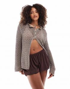 Шорты Miss Selfridge с пышным подолом шоколадного цвета