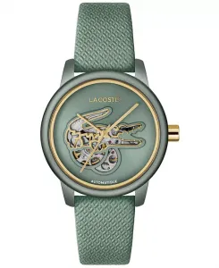 Женские часы L12.12 с автоматическим механизмом, зеленый кожаный ремешок, 38 мм Lacoste, green