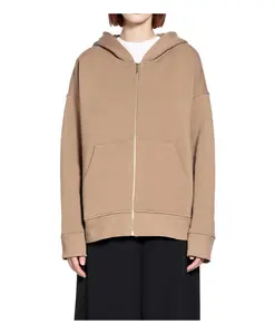 Куртка с капюшоном из ворсистого хлопкового трикотажа Max Mara, бежевый