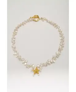 Ожерелье-Чокер с подвеской в виде морской звезды Lila из пресноводного жемчуга-лепестка Classicharms, gold