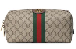 GUCCI Savoy Canvas With Leather Clutch Medium Unisex Ebony/Brown