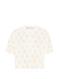 Футболка с короткими рукавами и узором Philipp Plein Junior, бежевый