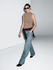 Топ с воротником-стойкой из 100% хлопка Massimo Dutti, Mink