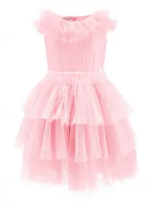 Ярусное платье с оборками Monnalisa, розовый