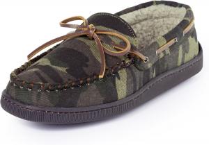 Мужские тапочки Minnetonka с плюшевой подкладкой и жесткой подошвой, зеленый