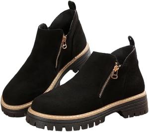 Женские ботильоны Chelsea на платформе с рифленой подошвой, с эластичной вставкой, низкий клин, на молнии Hhhchpm, Black