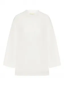 Шерстяной свитер с круглым вырезом KHAITE, белый